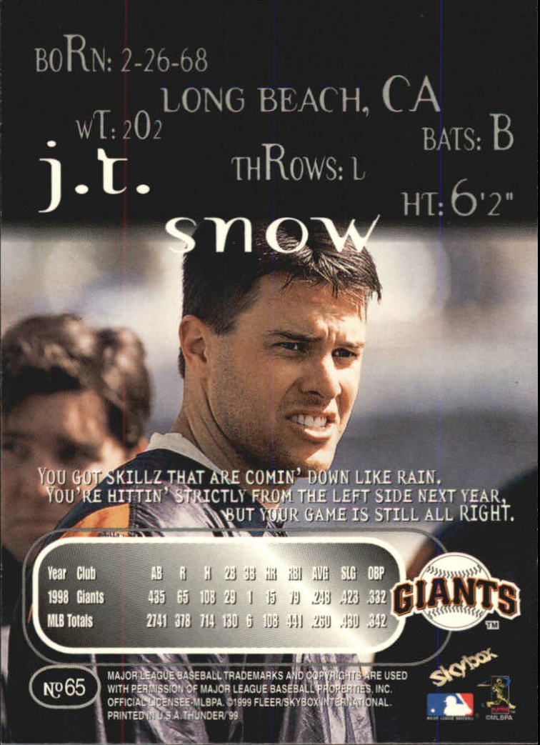1999 Skybox Thunder Baseball "Main Set" Cards #1 to #150 - Picture 123 of 281