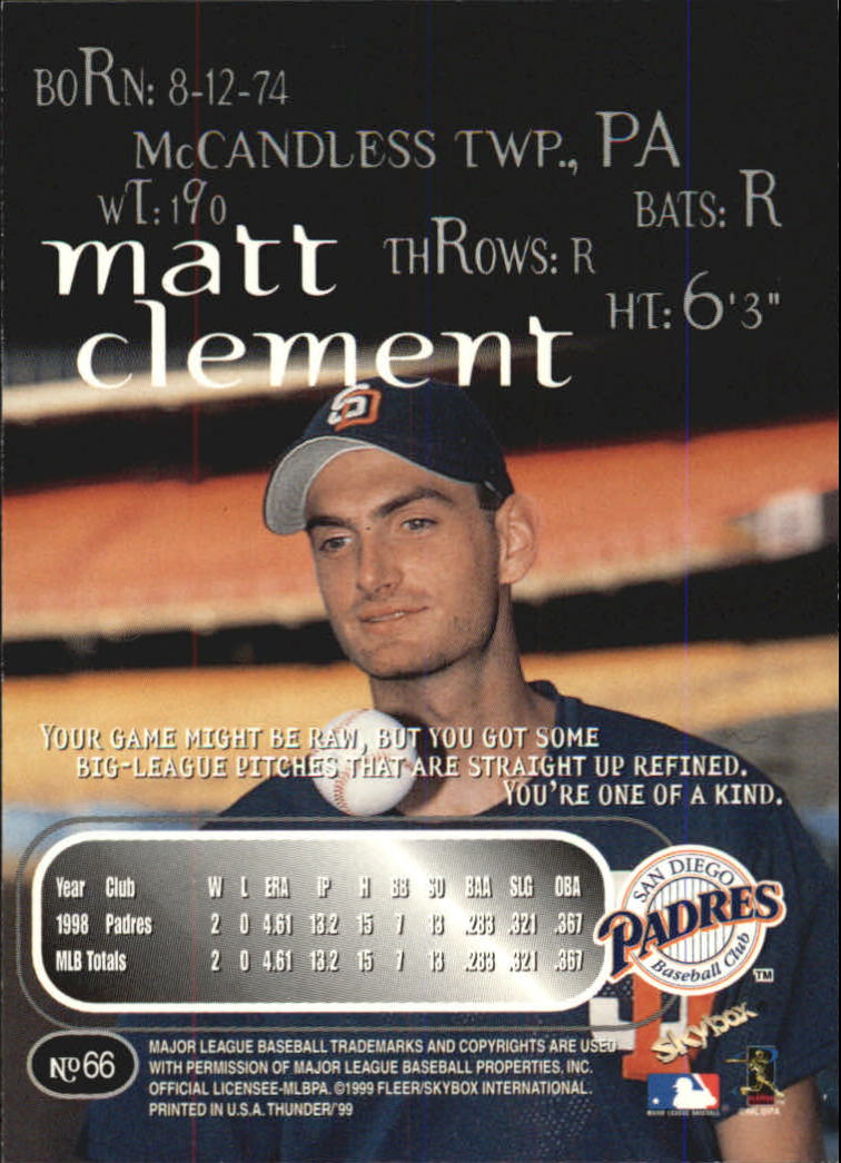 1999 Skybox Thunder Baseball "Main Set" Cards #1 to #150 - Picture 125 of 281