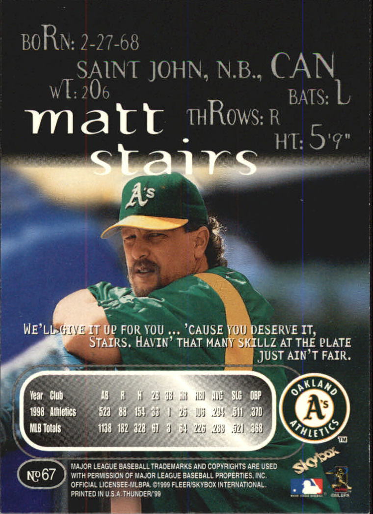 1999 Skybox Thunder Baseball "Main Set" Cards #1 to #150 - Picture 127 of 281
