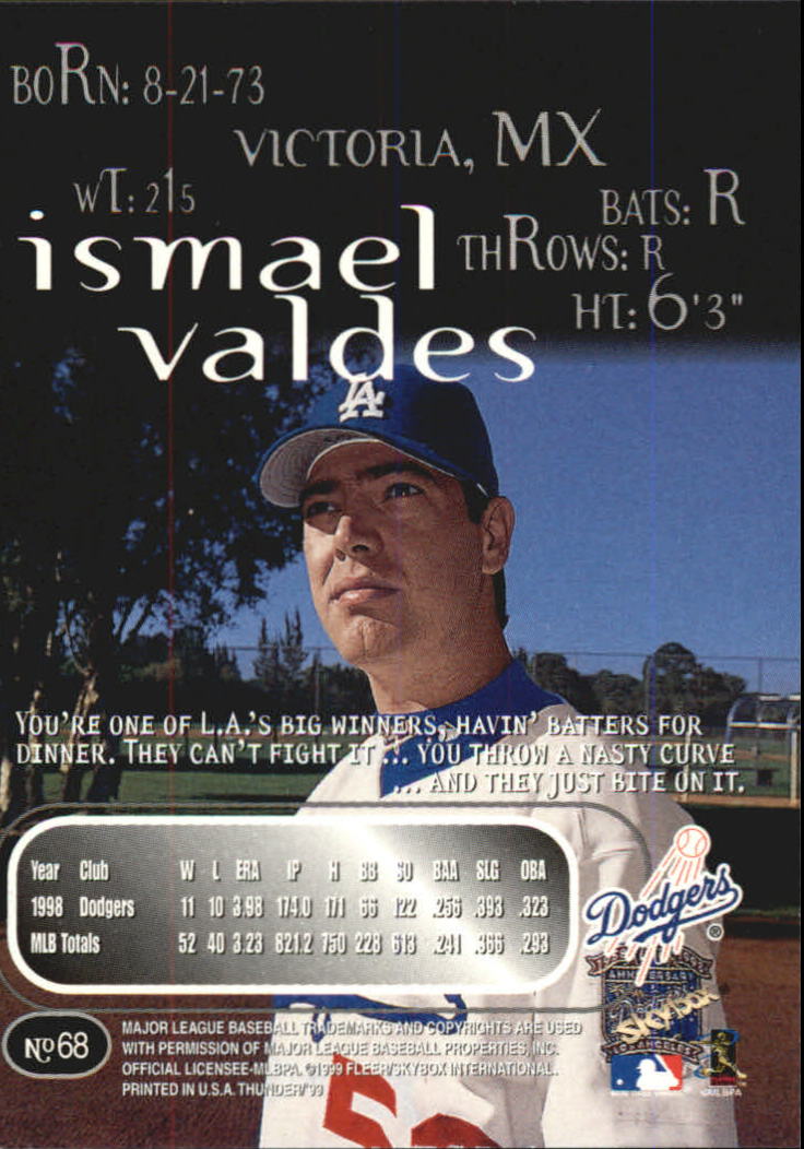 1999 Skybox Thunder Baseball "Main Set" Cards #1 to #150 - Picture 129 of 281