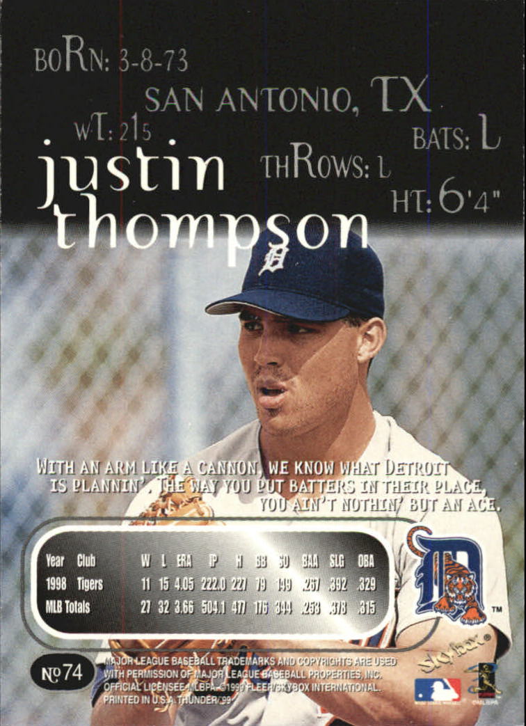 1999 Skybox Thunder Baseball "Main Set" Cards #1 to #150 - Picture 139 of 281