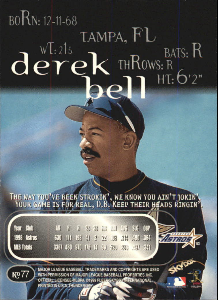 1999 Skybox Thunder Baseball "Main Set" Cards #1 to #150 - Picture 145 of 281