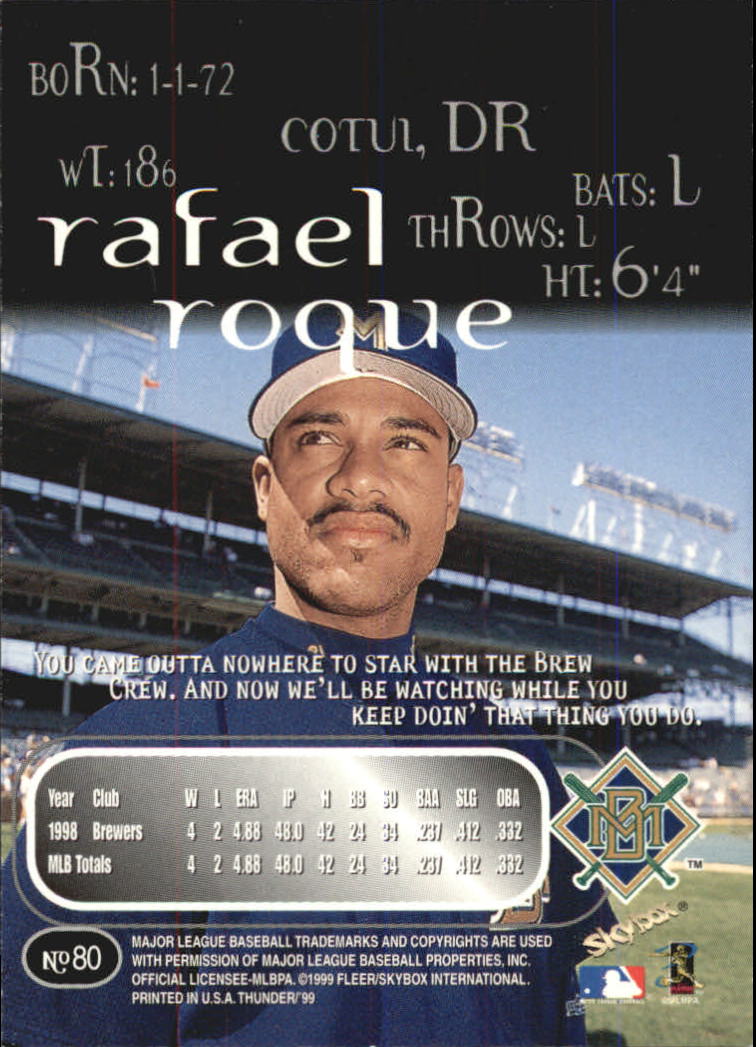 1999 Skybox Thunder Baseball "Main Set" Cards #1 to #150 - Picture 151 of 281