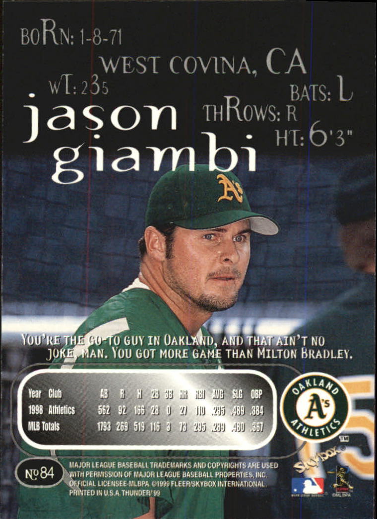 1999 Skybox Thunder Baseball "Main Set" Cards #1 to #150 - Picture 157 of 281