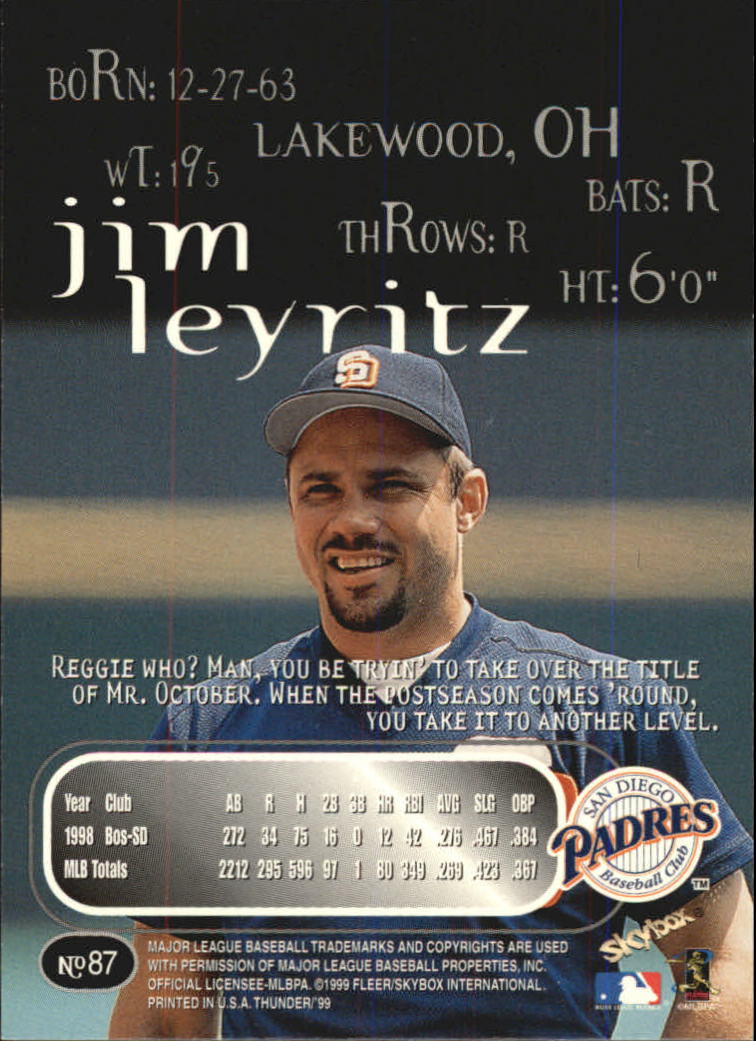 1999 Skybox Thunder Baseball "Main Set" Cards #1 to #150 - Picture 163 of 281