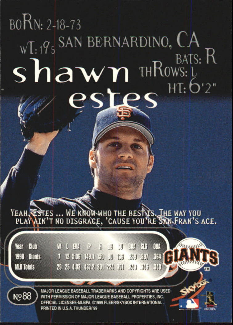 1999 Skybox Thunder Baseball "Main Set" Cards #1 to #150 - Picture 165 of 281