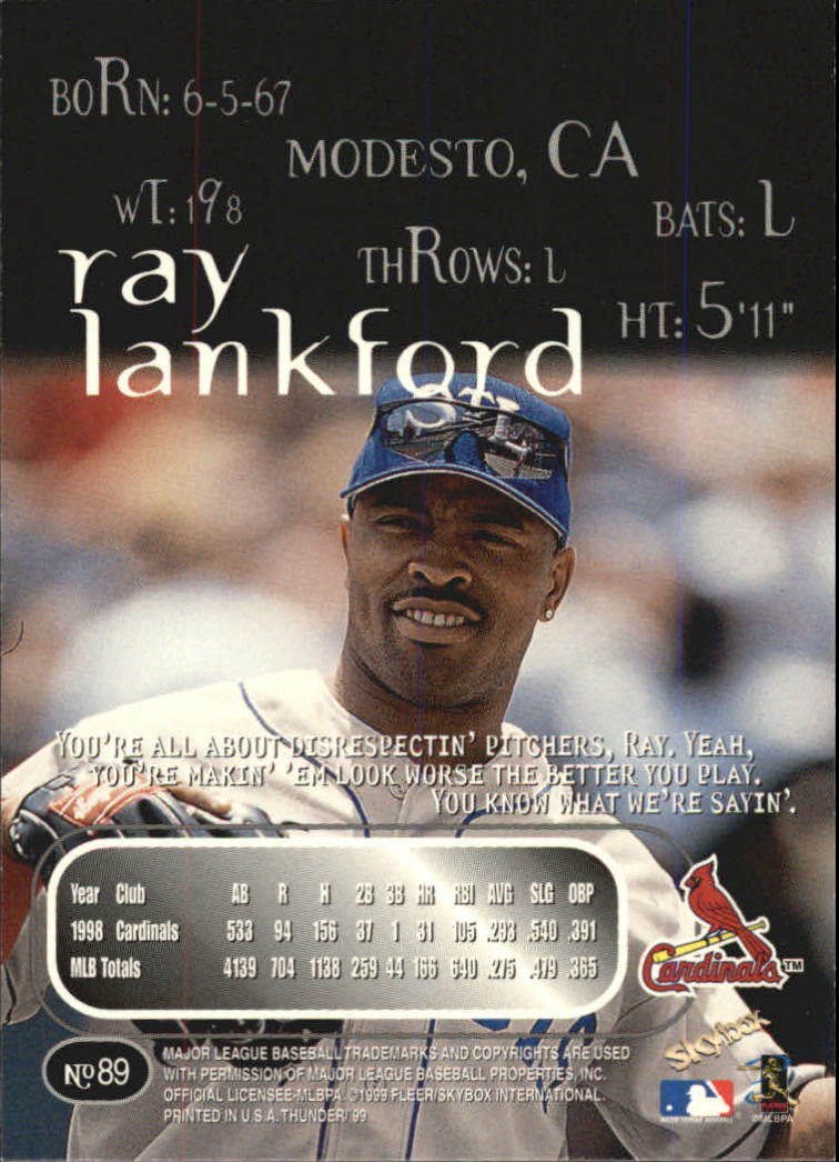 1999 Skybox Thunder Baseball "Main Set" Cards #1 to #150 - Picture 167 of 281