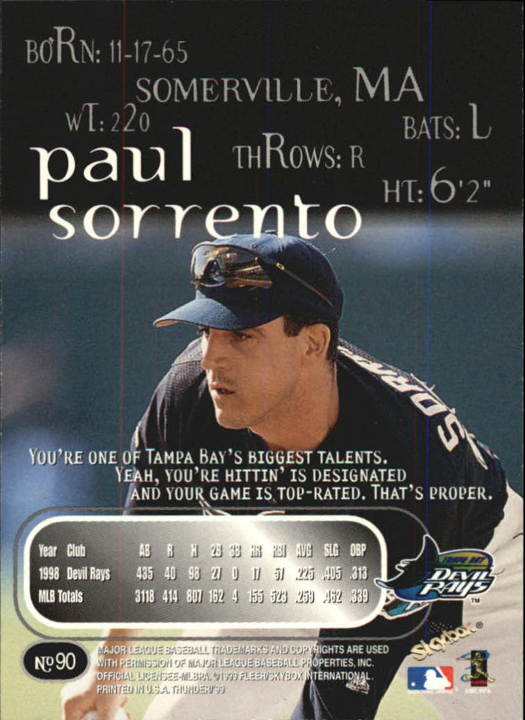1999 Skybox Thunder Baseball "Main Set" Cards #1 to #150 - Picture 169 of 281