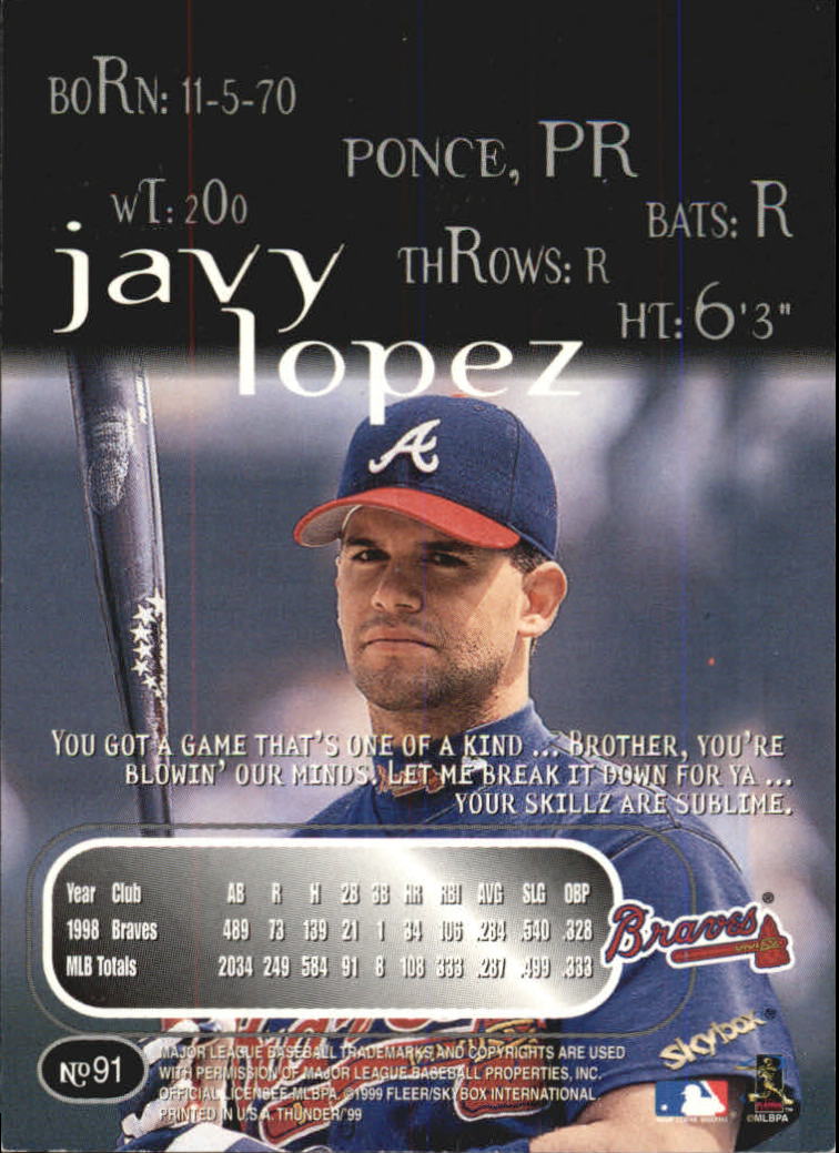 1999 Skybox Thunder Baseball "Main Set" Cards #1 to #150 - Picture 171 of 281