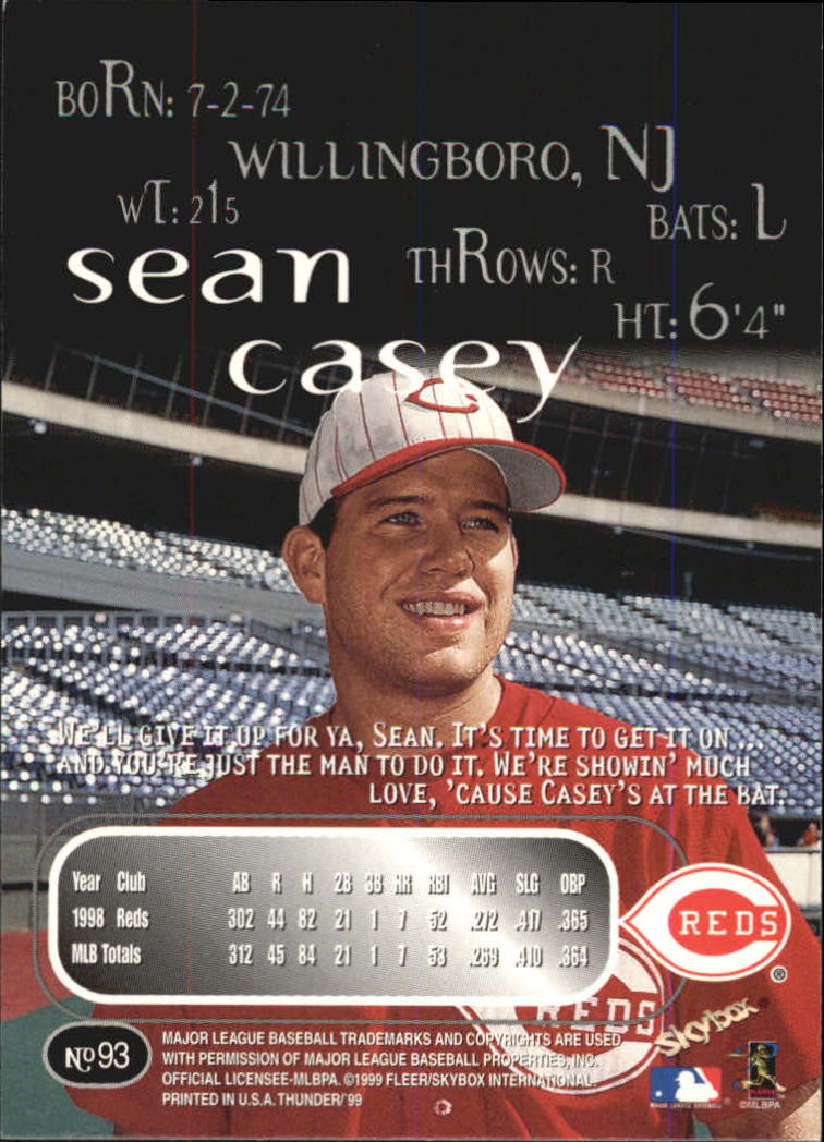 1999 Skybox Thunder Baseball "Main Set" Cards #1 to #150 - Picture 175 of 281