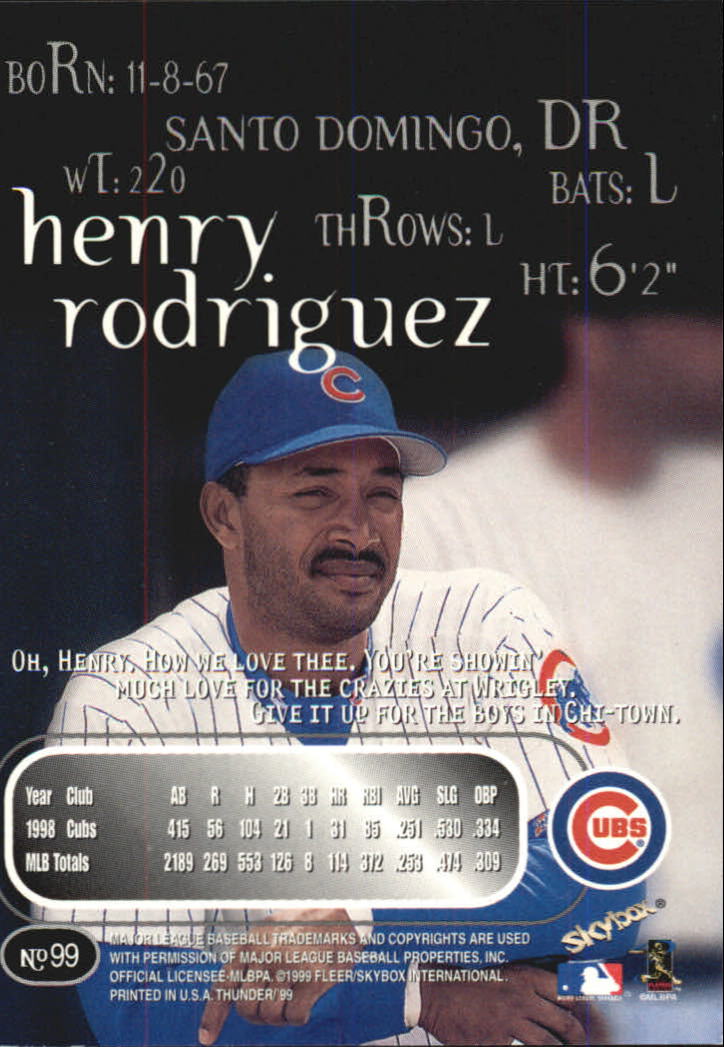 1999 Skybox Thunder Baseball "Main Set" Cards #1 to #150 - Picture 185 of 281