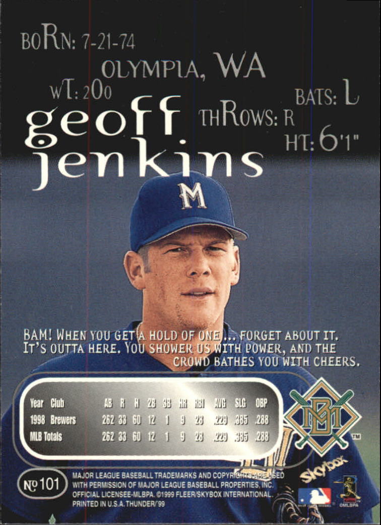 1999 Skybox Thunder Baseball "Main Set" Cards #1 to #150 - Picture 189 of 281