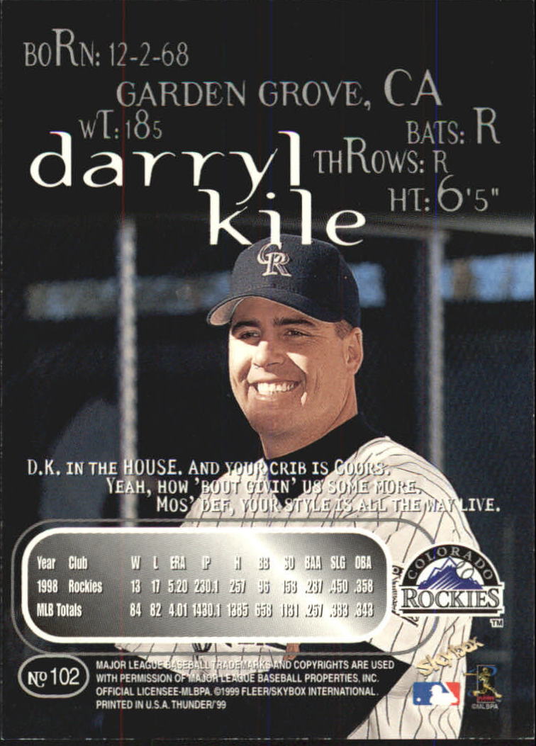 1999 Skybox Thunder Baseball "Main Set" Cards #1 to #150 - Picture 191 of 281