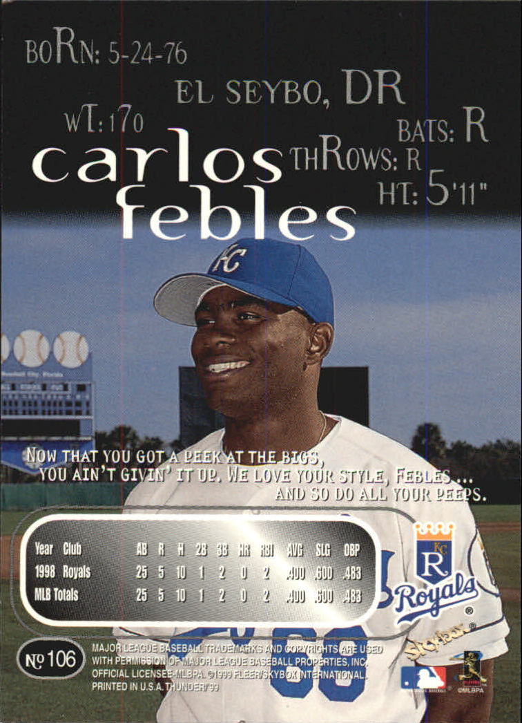 1999 Skybox Thunder Baseball "Main Set" Cards #1 to #150 - Picture 199 of 281
