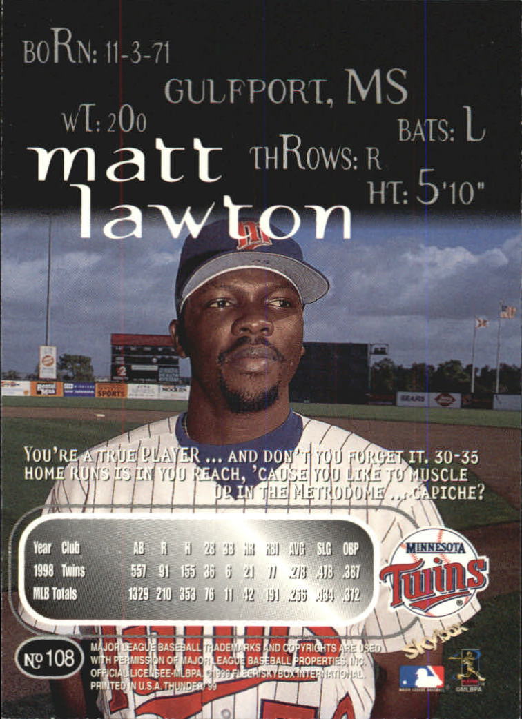 1999 Skybox Thunder Baseball "Main Set" Cards #1 to #150 - Picture 203 of 281