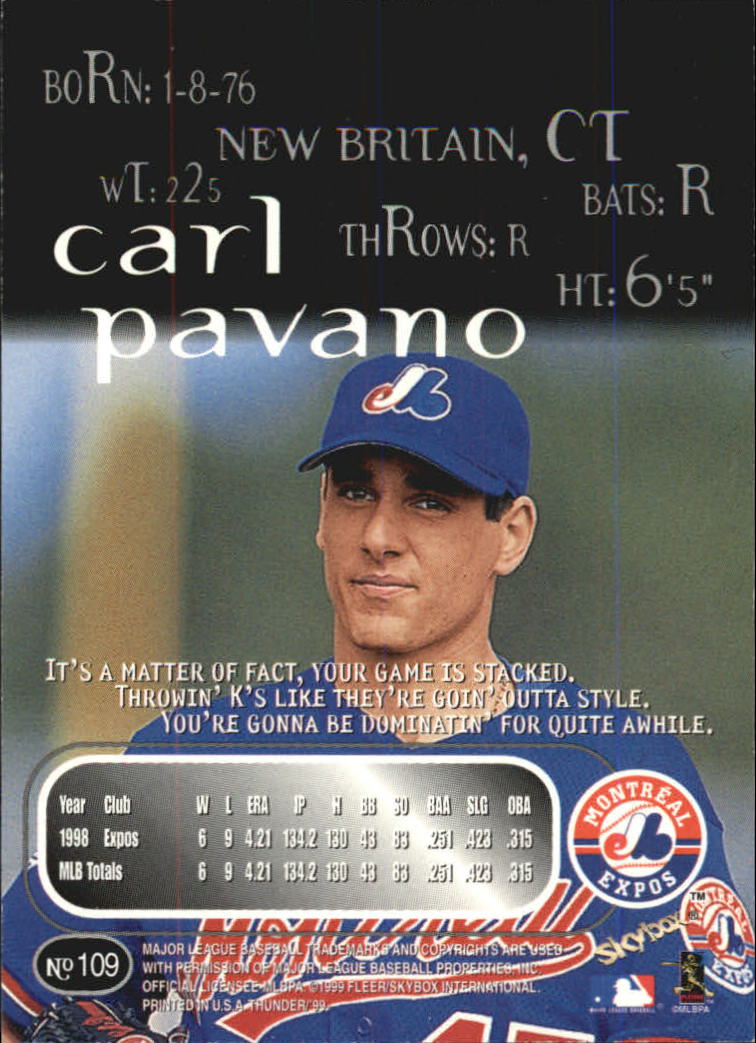 1999 Skybox Thunder Baseball "Main Set" Cards #1 to #150 - Picture 205 of 281