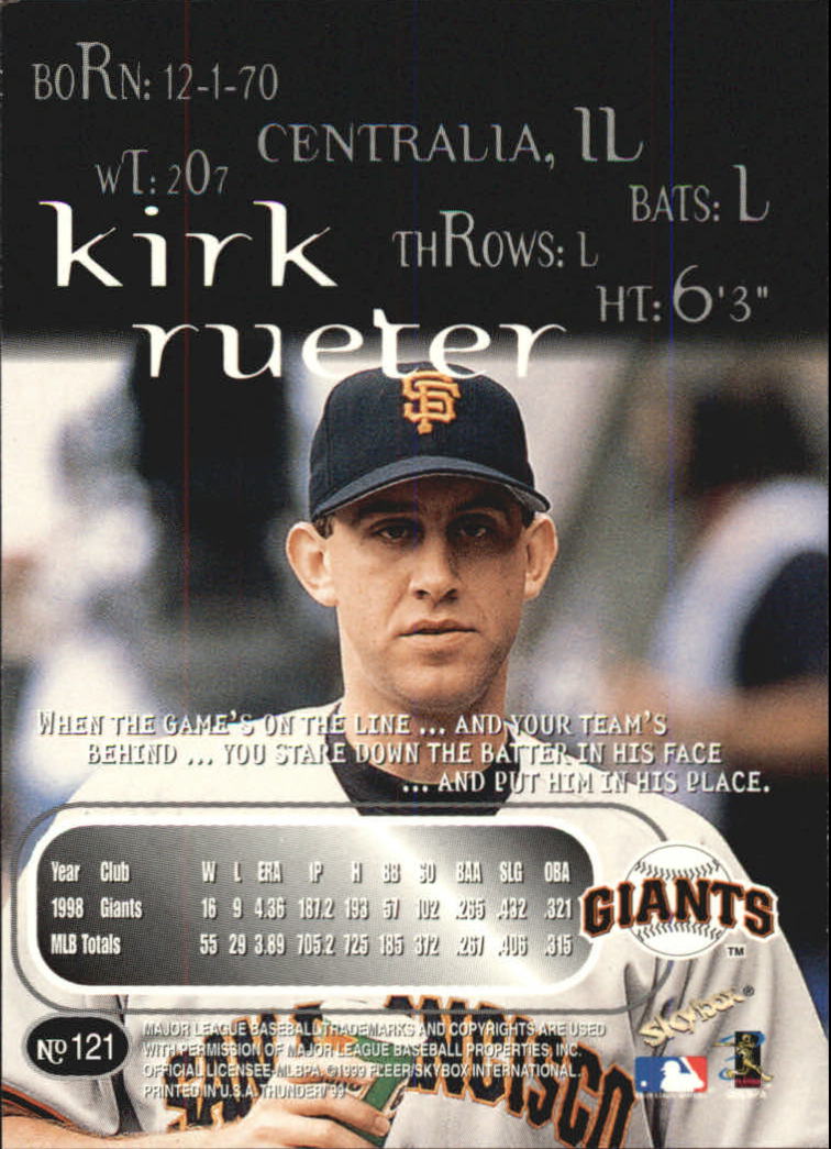 1999 Skybox Thunder Baseball "Main Set" Cards #1 to #150 - Picture 227 of 281