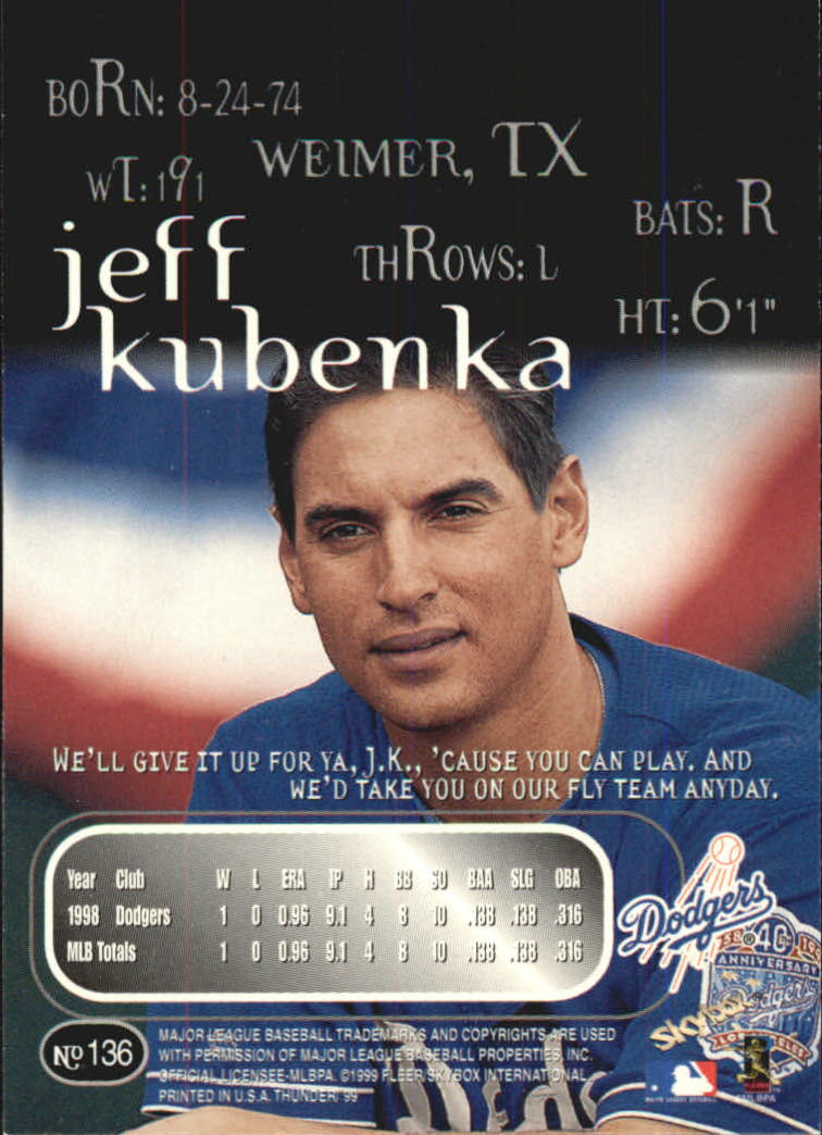 1999 Skybox Thunder Baseball "Main Set" Cards #1 to #150 - Picture 257 of 281
