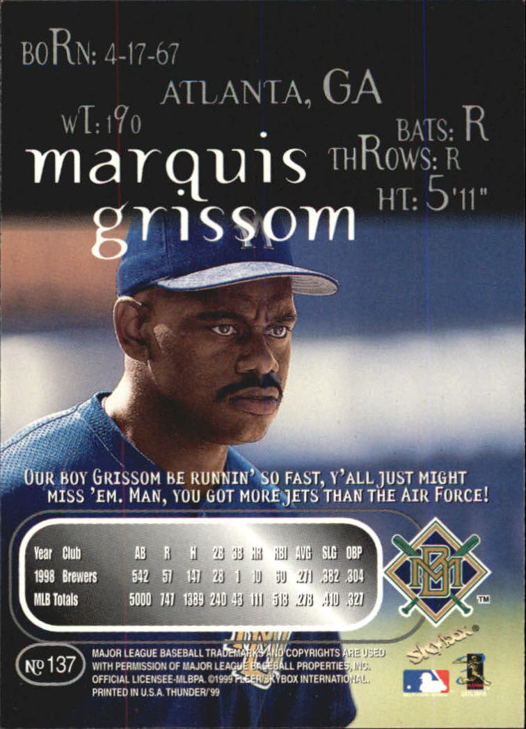 1999 Skybox Thunder Baseball "Main Set" Cards #1 to #150 - Picture 259 of 281