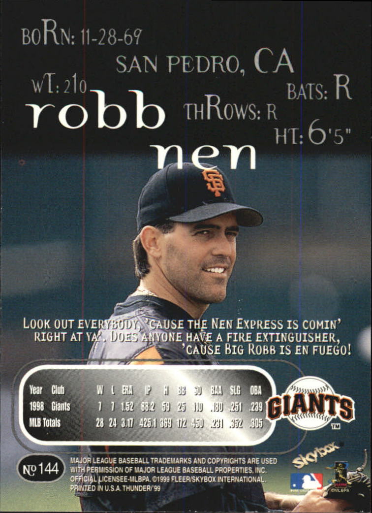 1999 Skybox Thunder Baseball "Main Set" Cards #1 to #150 - Picture 271 of 281