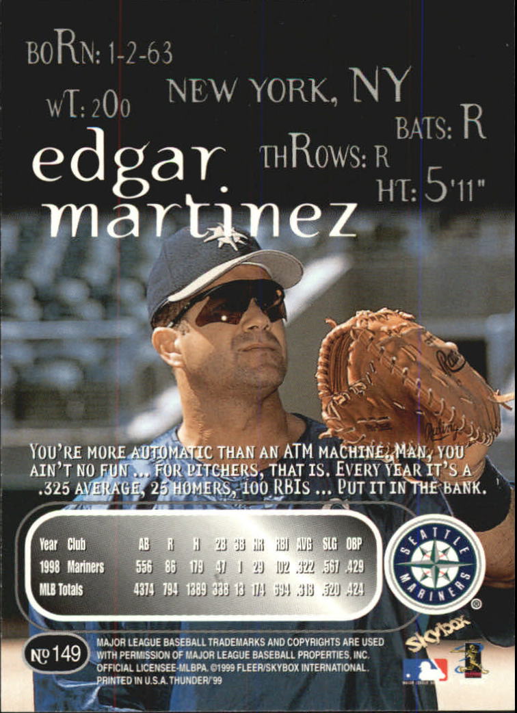 1999 Skybox Thunder Baseball "Main Set" Cards #1 to #150 - Picture 279 of 281