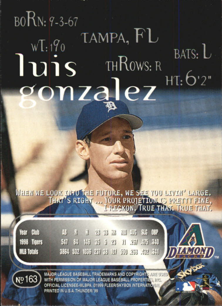1999 Skybox Thunder Baseball "Main Set" Cards #151 to #300 - Picture 23 of 243
