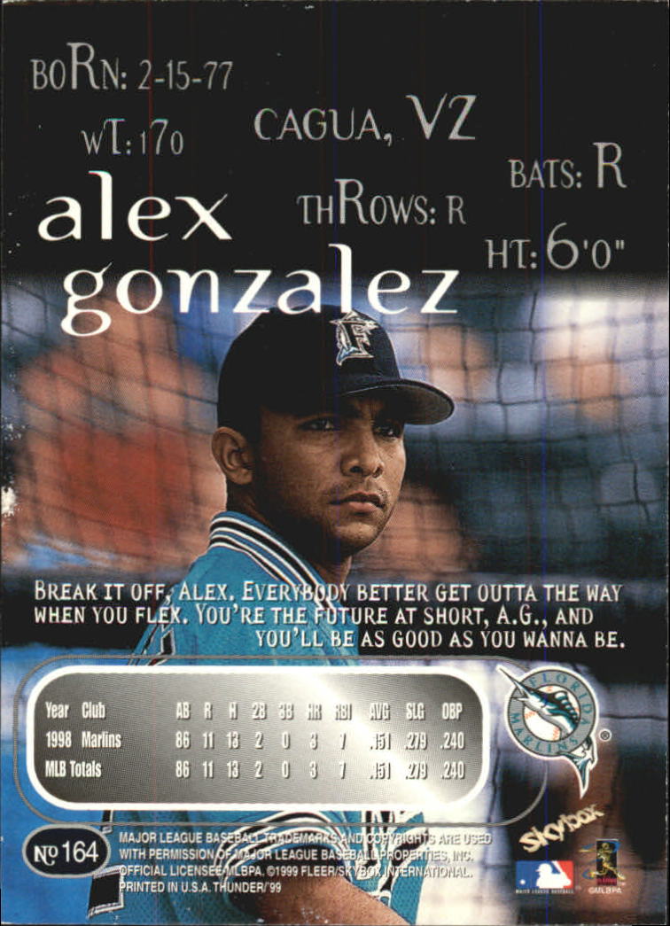 1999 Skybox Thunder Baseball "Main Set" Cards #151 to #300 - Picture 25 of 243