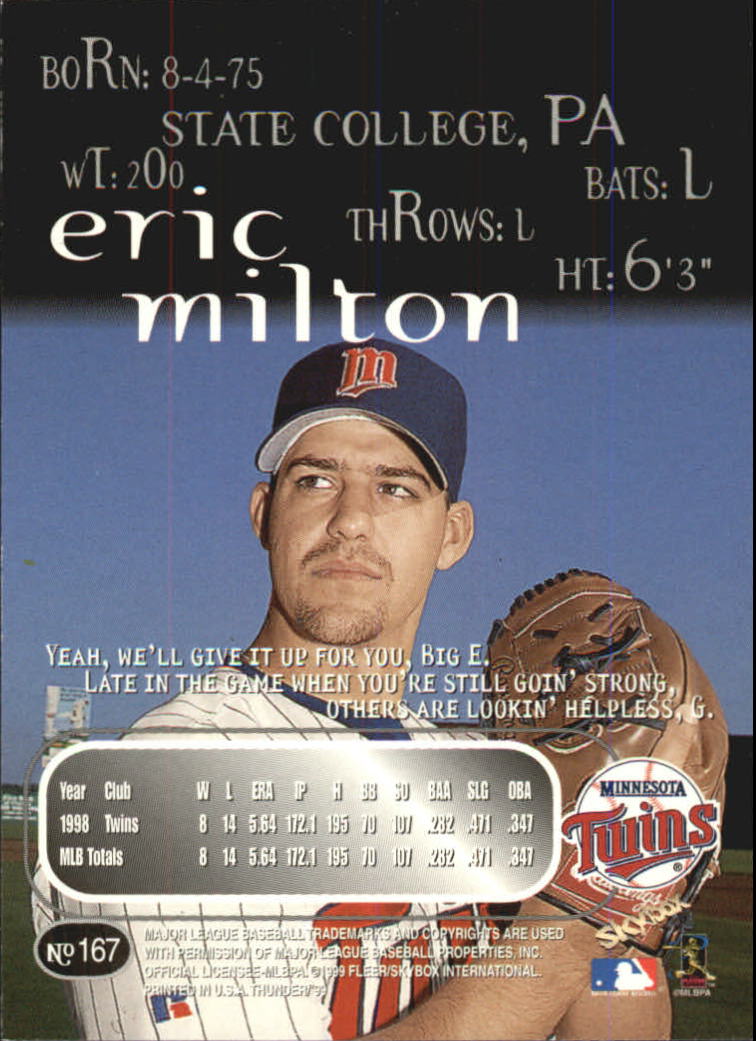 1999 Skybox Thunder Baseball "Main Set" Cards #151 to #300 - Picture 31 of 243