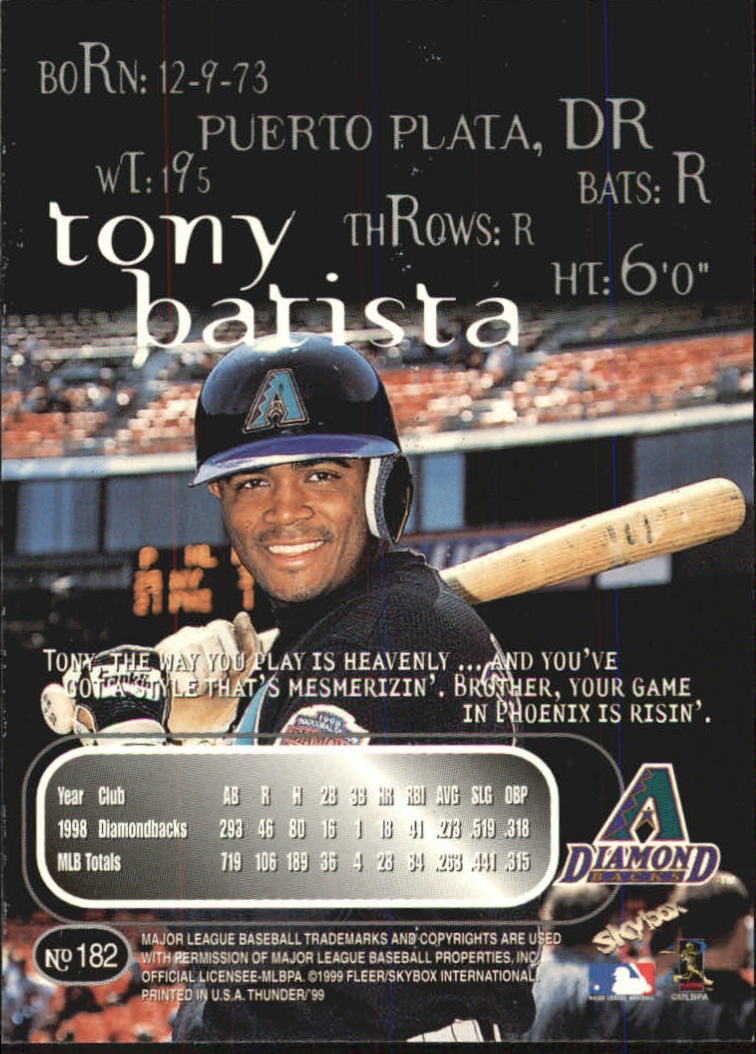 1999 Skybox Thunder Baseball "Main Set" Cards #151 to #300 - Picture 57 of 243