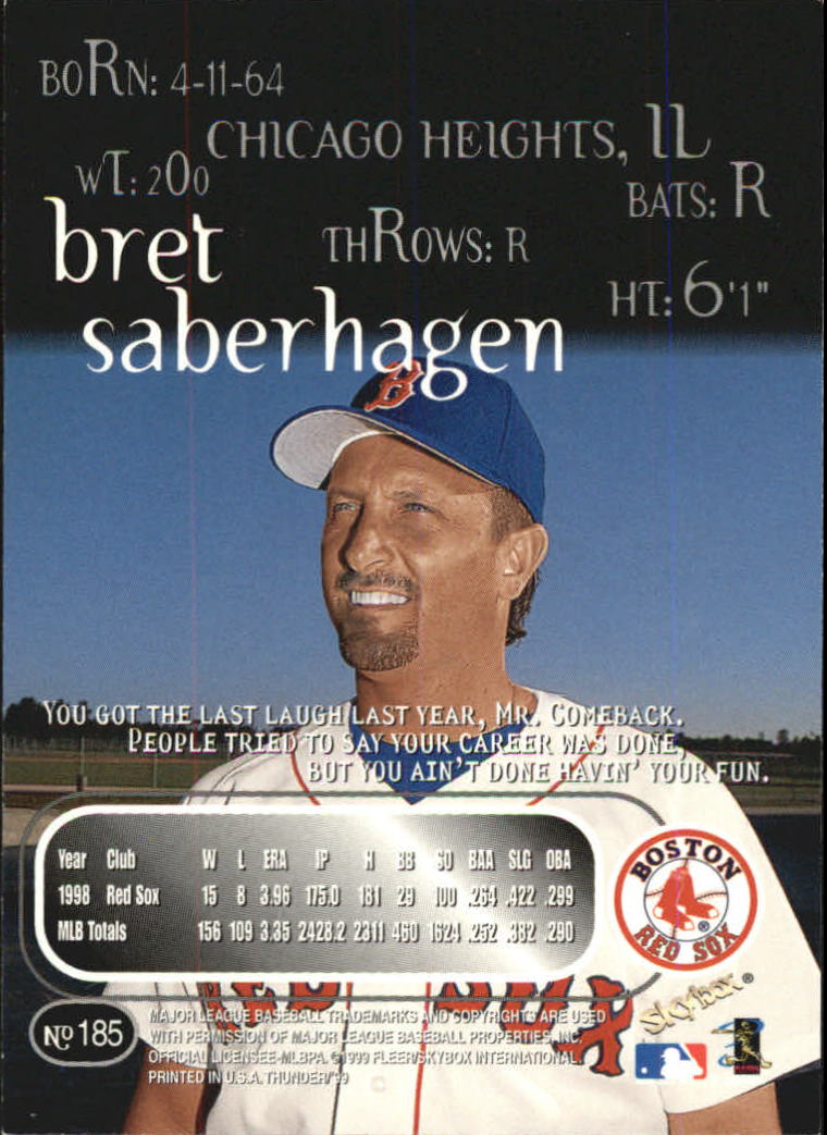 1999 Skybox Thunder Baseball "Main Set" Cards #151 to #300 - Picture 61 of 243