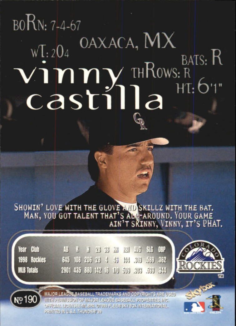 1999 Skybox Thunder Baseball "Main Set" Cards #151 to #300 - Picture 67 of 243
