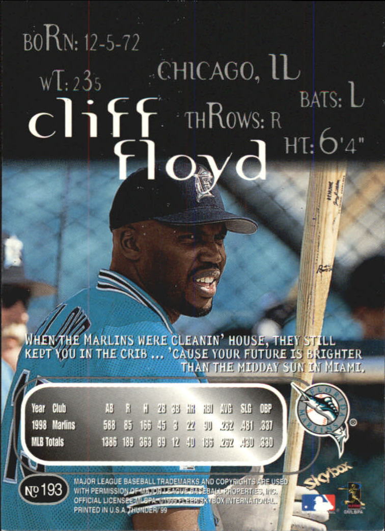 1999 Skybox Thunder Baseball "Main Set" Cards #151 to #300 - Picture 71 of 243