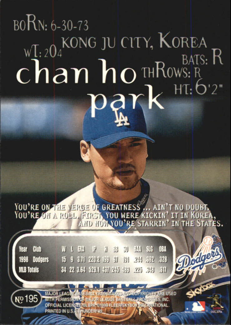 1999 Skybox Thunder Baseball "Main Set" Cards #151 to #300 - Picture 75 of 243