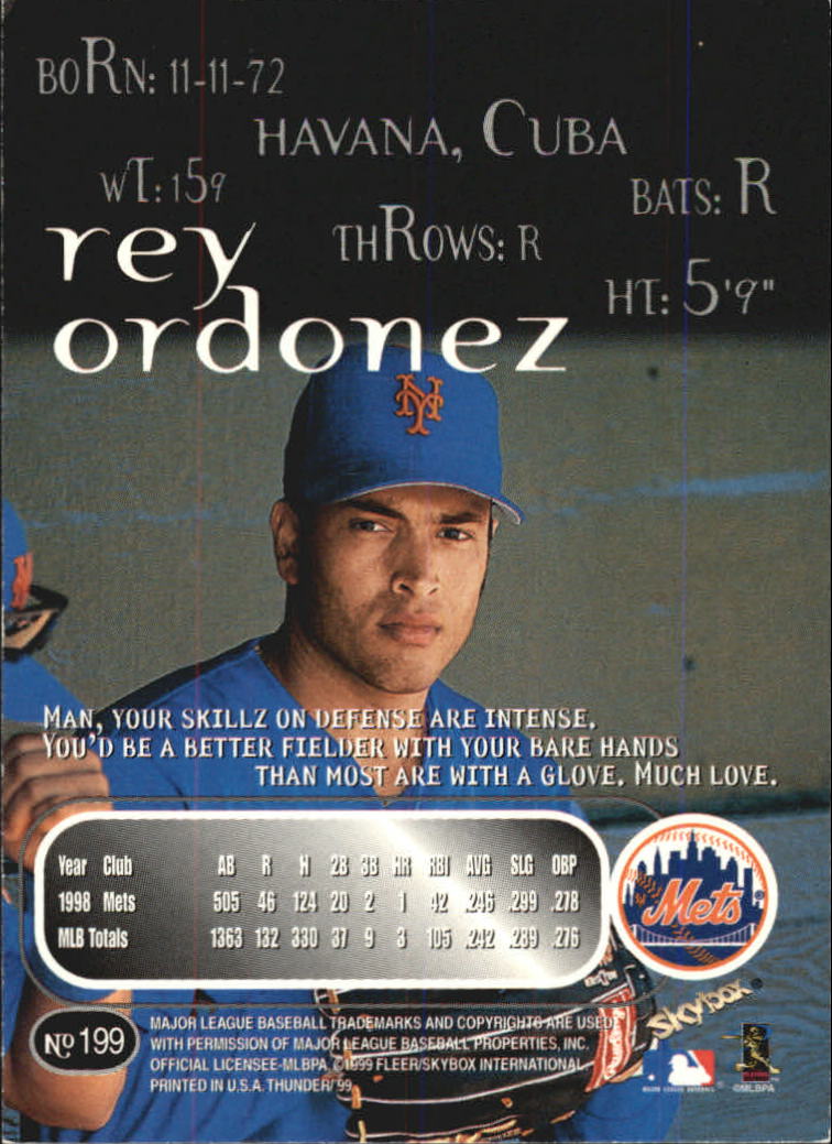1999 Skybox Thunder Baseball "Main Set" Cards #151 to #300 - Picture 81 of 243