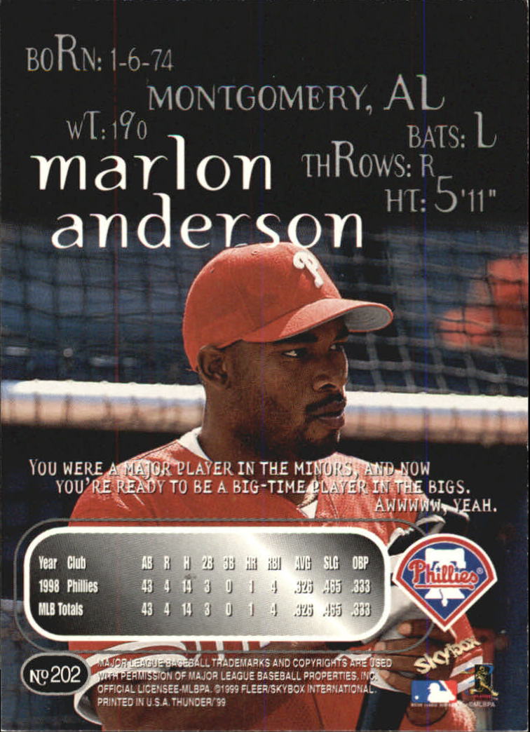1999 Skybox Thunder Baseball "Main Set" Cards #151 to #300 - Picture 85 of 243