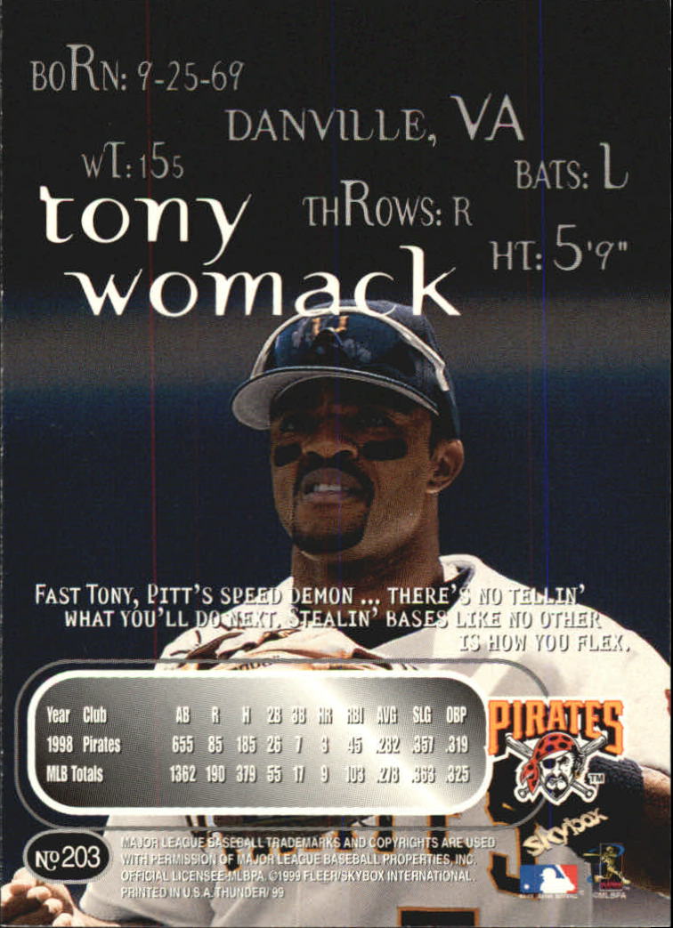 1999 Skybox Thunder Baseball "Main Set" Cards #151 to #300 - Picture 87 of 243