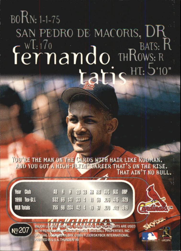1999 Skybox Thunder Baseball "Main Set" Cards #151 to #300 - Picture 93 of 243