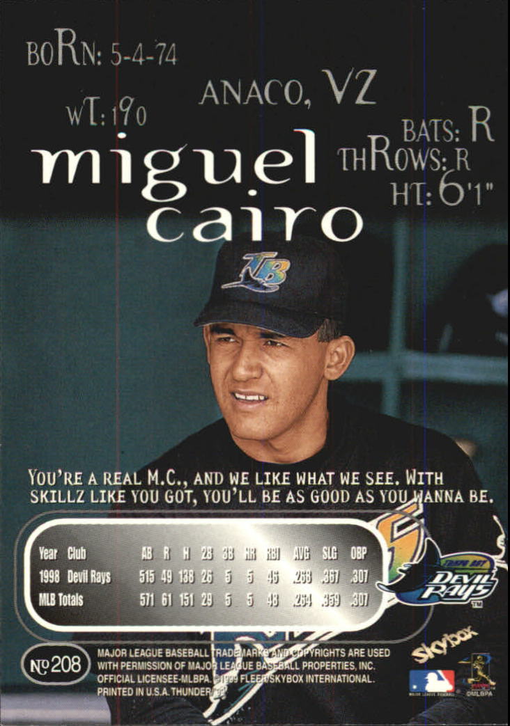 1999 Skybox Thunder Baseball "Main Set" Cards #151 to #300 - Picture 95 of 243