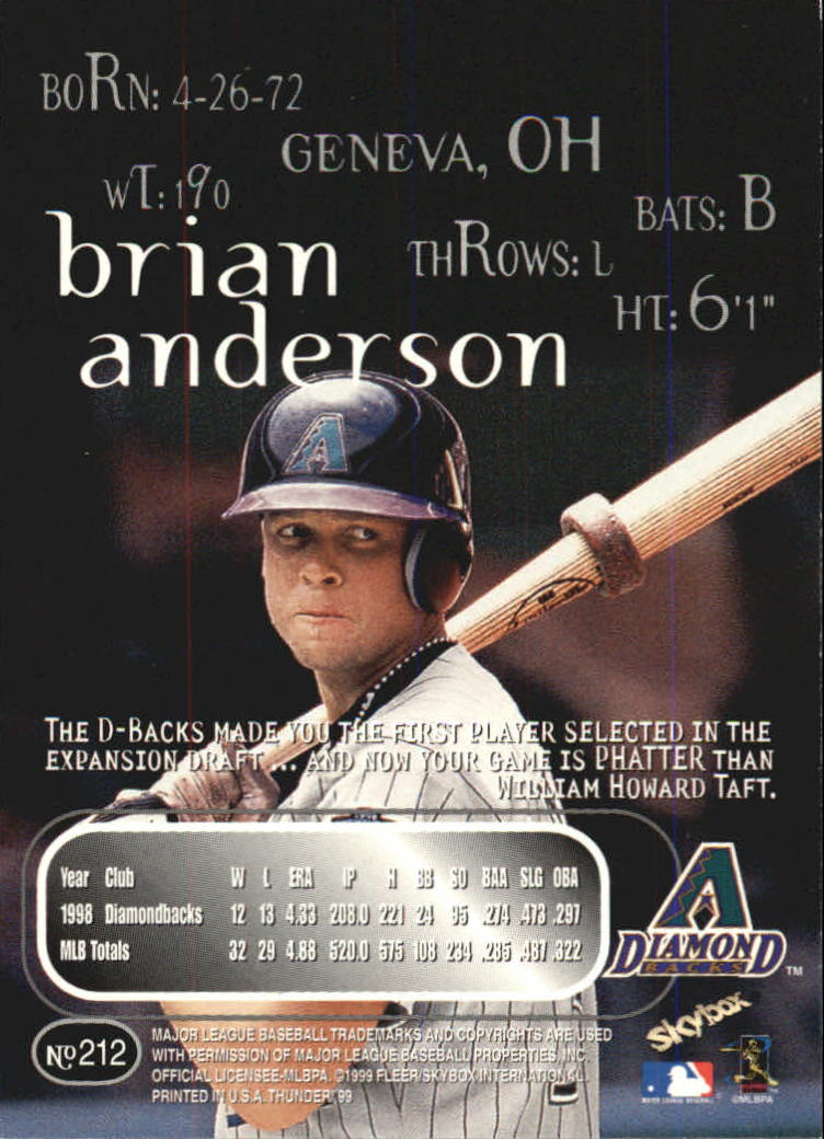 1999 Skybox Thunder Baseball "Main Set" Cards #151 to #300 - Picture 103 of 243