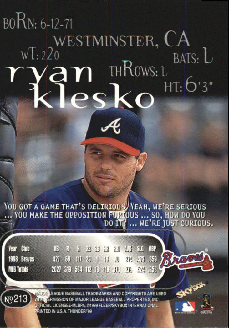 1999 Skybox Thunder Baseball "Main Set" Cards #151 to #300 - Picture 105 of 243
