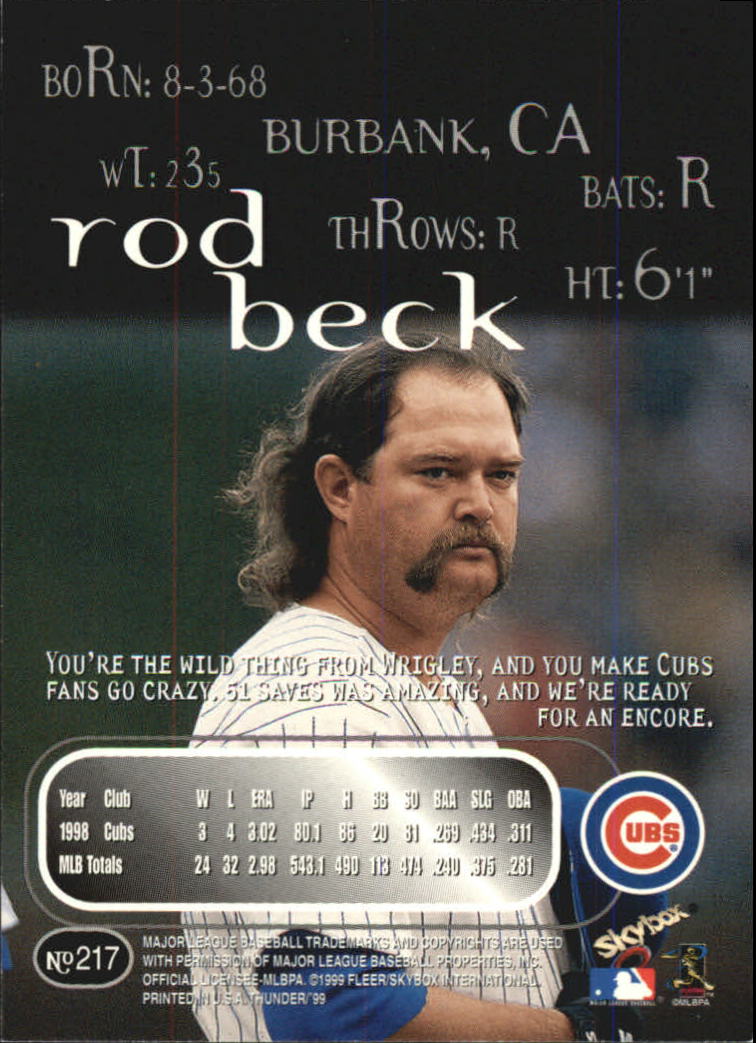 1999 Skybox Thunder Baseball "Main Set" Cards #151 to #300 - Picture 109 of 243