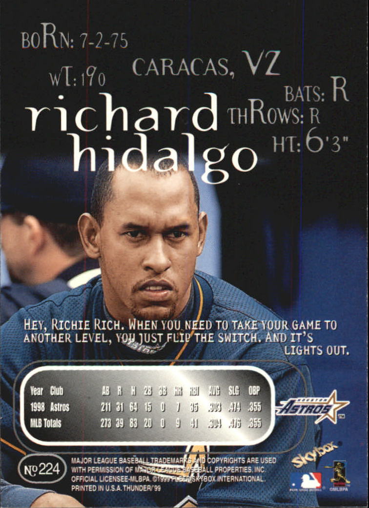 1999 Skybox Thunder Baseball "Main Set" Cards #151 to #300 - Picture 119 of 243