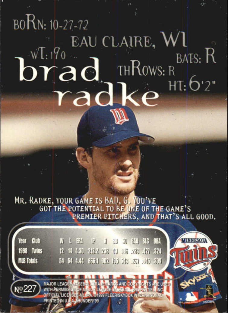 1999 Skybox Thunder Baseball "Main Set" Cards #151 to #300 - Picture 125 of 243