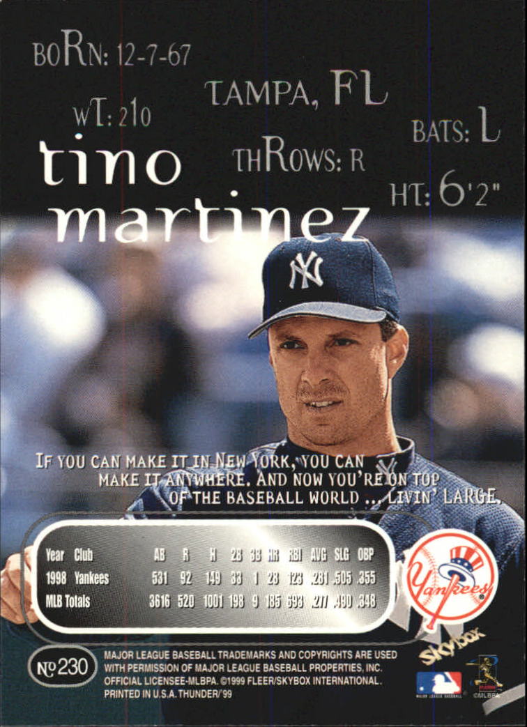 1999 Skybox Thunder Baseball "Main Set" Cards #151 to #300 - Picture 131 of 243