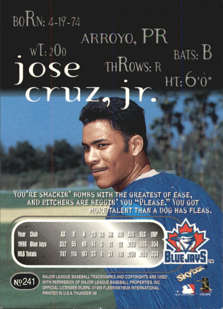 1999 Skybox Thunder Baseball "Main Set" Cards #151 to #300 - Picture 149 of 243