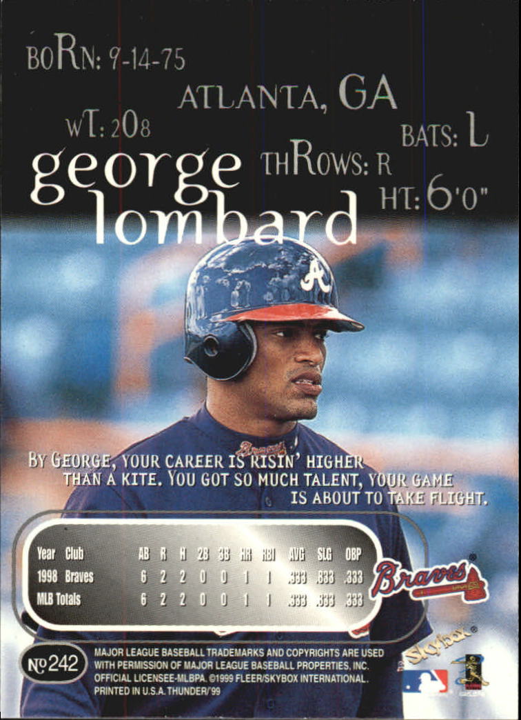 1999 Skybox Thunder Baseball "Main Set" Cards #151 to #300 - Picture 151 of 243