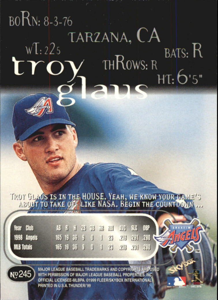 1999 Skybox Thunder Baseball "Main Set" Cards #151 to #300 - Picture 157 of 243