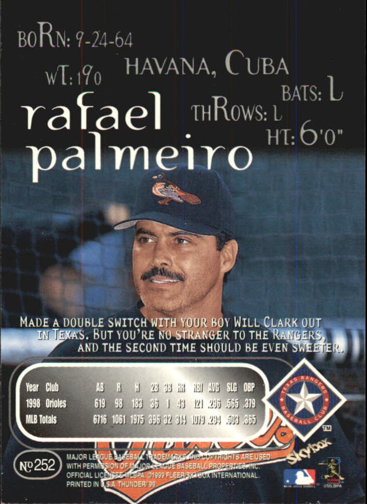 1999 Skybox Thunder Baseball "Main Set" Cards #151 to #300 - Picture 167 of 243