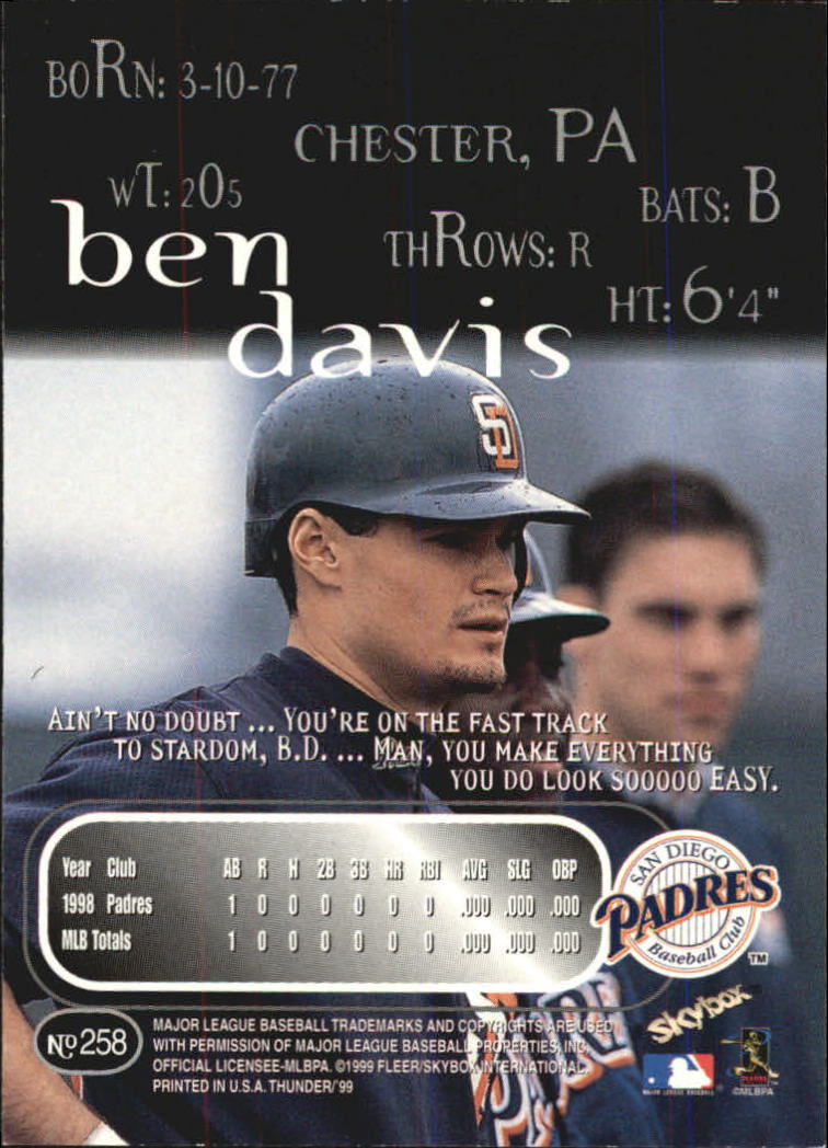 1999 Skybox Thunder Baseball "Main Set" Cards #151 to #300 - Picture 175 of 243