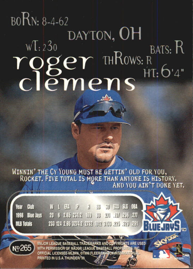 1999 Skybox Thunder Baseball "Main Set" Cards #151 to #300 - Picture 183 of 243